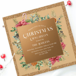 Kerstfeestdag Luncheon Glitter Winter Floral Kaart