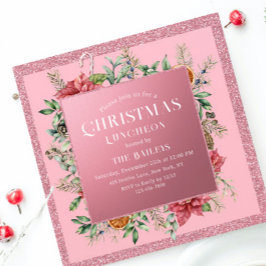 Kerstfeestdag Luncheon Glitter Winter Floral Kaart