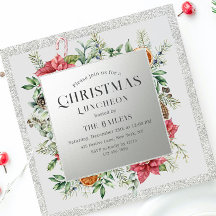 Kerstfeestdag Luncheon Glitter Winter Floral