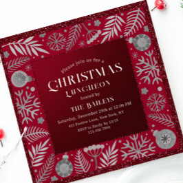 Kerstfeestdag Luncheon Glitter Winter Floral Kaart