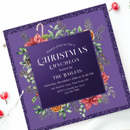 Kerstfeestdag Luncheon Glitter Winter Floral Kaart
