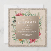 Kerstfeestdag Luncheon Glitter Winter Floral Kaart (Voorkant)