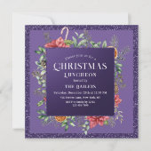 Kerstfeestdag Luncheon Glitter Winter Floral Kaart (Voorkant)