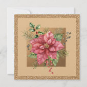 Kerstfeestdag Luncheon Glitter Winter Floral Kaart (Achterkant)