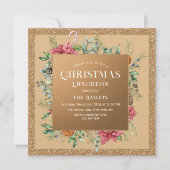 Kerstfeestdag Luncheon Glitter Winter Floral Kaart (Voorkant)