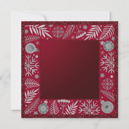 Kerstfeestdag Luncheon Glitter Winter Floral Kaart (Achterkant)