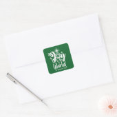 kerstfeestdag maakt de wereld groen en wit vierkante sticker (Envelop)