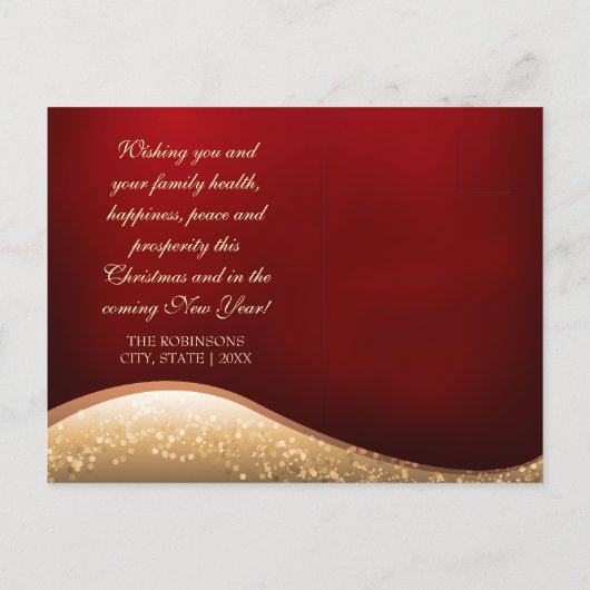 Kerstfeestdag maakt mousserende bomen rood  briefkaart (Achterkant)