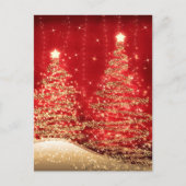 Kerstfeestdag maakt mousserende bomen rood  briefkaart (Voorkant)