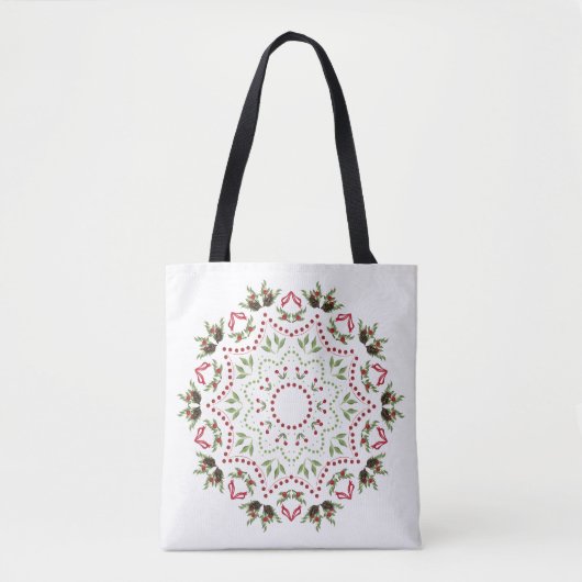 Kerstfeestdag Mandala Elegant Custom Floral Tote Bag (Voorkant)