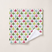 Kerstfeestdag - meerkleurige X-bomen Bad Handdoek (Wasdoekje)