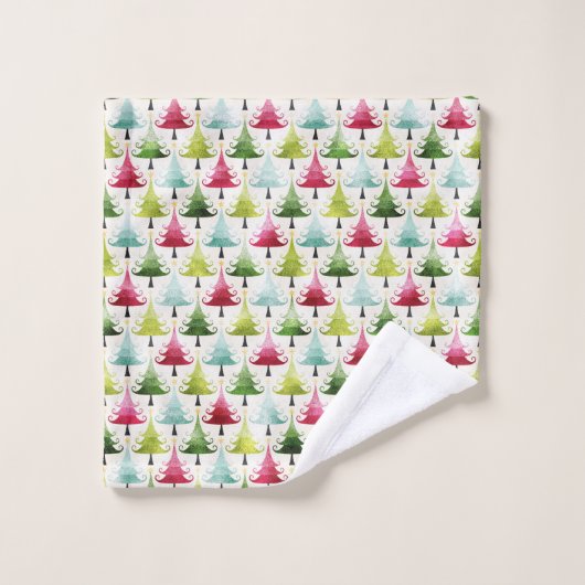 Kerstfeestdag - meerkleurige X-bomen Bad Handdoek (Wasdoekje)