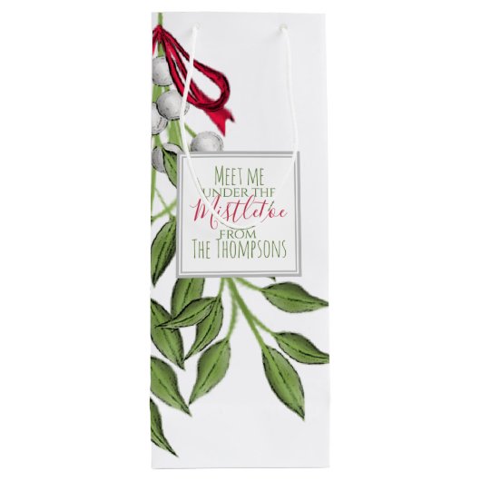 Kerstfeestdag Merry Mistletoe Cute Whimsical Wijn Cadeautas (Achterkant)