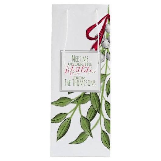 Kerstfeestdag Merry Mistletoe Cute Whimsical Wijn Cadeautas (Voorkant)