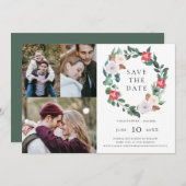 Kerstfeestdag met 3 foto's Bespaar de datum Kaart (Voorkant / Achterkant)