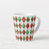 Kerstfeestdag met argyle Pattern Retro Latte Mok (Rechterhoek)