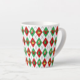 Kerstfeestdag met argyle Pattern Retro Latte Mok
