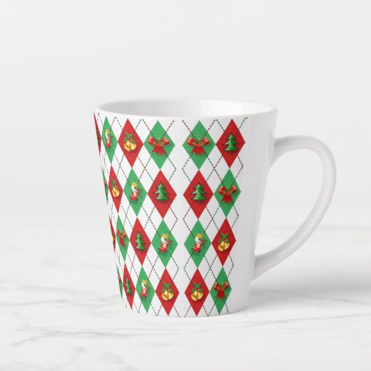 Kerstfeestdag met argyle Pattern Retro Latte Mok (Rechts)