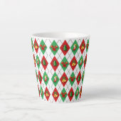 Kerstfeestdag met argyle Pattern Retro Latte Mok (Voorkant)