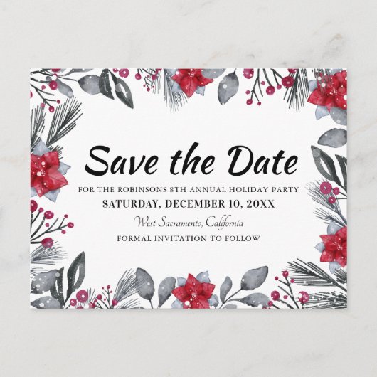 kerstfeestdag met behoud van de datum aankondigingskaart (Voorkant)