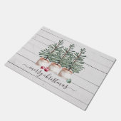 Kerstfeestdag met bijtende kerstbomen deurmat (Schuin)