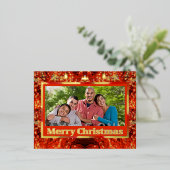 Kerstfeestdag met blaaslicht folie feestdagen briefkaart (Staand Voorkant)