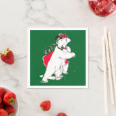 Kerstfeestdag met blauw Beer voor kerstschaatsen O Servetten (Insitu)