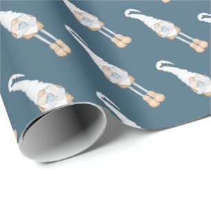 Kerstfeestdag met blauw kerstfeest cadeaupapier