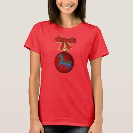 kerstfeestdag met Carousel Horse Cute Holiday T-shirt (Voorkant)