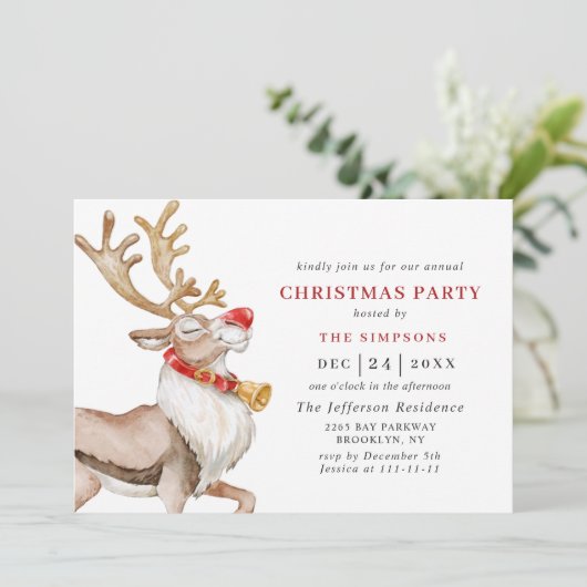 kerstfeestdag met Cartoon in de rendiervakantie Kaart (Staand voorkant)