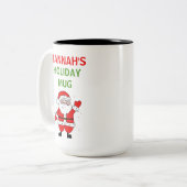 Kerstfeestdag met Cartoon Kerstmis Tweekleurige Koffiemok (Voorkant links)