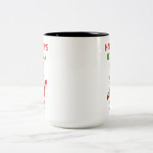 Kerstfeestdag met Cartoon Kerstmis Tweekleurige Koffiemok (Center)