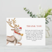 kerstfeestdag met Cartoon rendierziekte Bedankkaart (Staand voorkant)