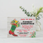 Kerstfeestdag met cowboy-draagtas kaart (Staand voorkant)