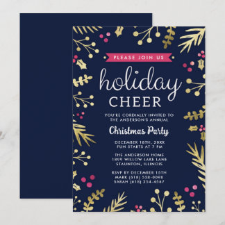 kerstfeestdag met de heer Navy Blue Party Kaart