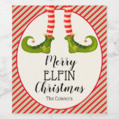 Kerstfeestdag met Elf Legs Wijn Etiket (Enkel label)