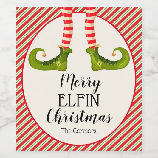 Kerstfeestdag met Elf Legs Wijn Etiket (Enkel label)