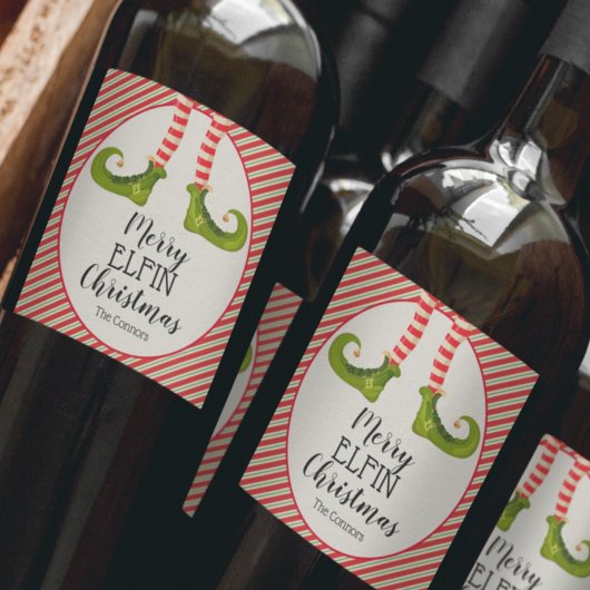 Kerstfeestdag met Elf Legs Wijn Etiket