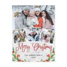 Kerstfeestdag met feestelijke feestdag met 4 foto'