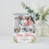 Kerstfeestdag met feestelijke feestdag met 4 foto' briefkaart (Staand voorkant)