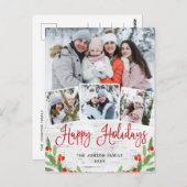 Kerstfeestdag met feestelijke feestdag met 4 foto' briefkaart (Voorkant / Achterkant)