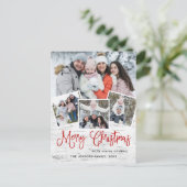 Kerstfeestdag met feestelijke feestdag met 4 foto' briefkaart (Staand voorkant)