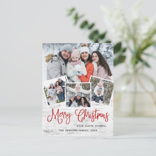 Kerstfeestdag met feestelijke feestdag met 4 foto' briefkaart (Staand voorkant)