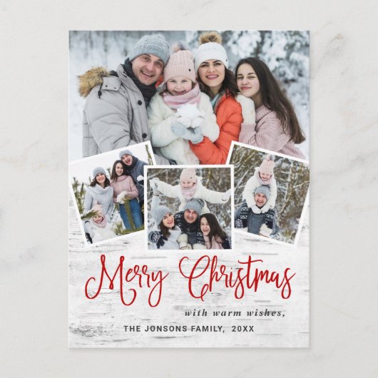 Kerstfeestdag met feestelijke feestdag met 4 foto' briefkaart (Voorkant)