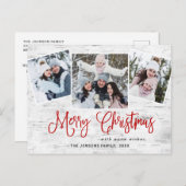 Kerstfeestdag met feestelijke feestdag voor 3 foto briefkaart (Voorkant / Achterkant)