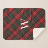 kerstfeestdag met feestvieren Tartan Pset + monogr Sherpa Deken (Voorkant (horizontaal))