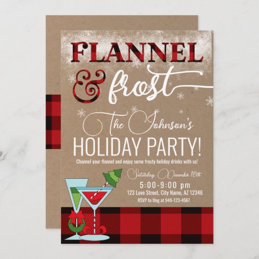 Kerstfeestdag met flatpanel en voorste cocktail kaart (Voorkant / Achterkant)