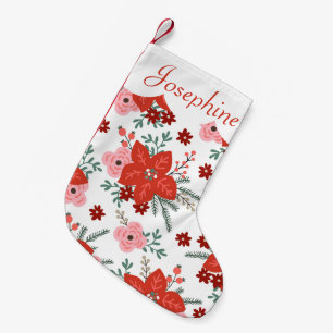 kerstfeestdag met Floral Poinsettia Girls Kleine Kerstsok