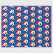 kerstfeestdag met Football Soccer Funny Santa Holi Cadeaupapier (Vlak)