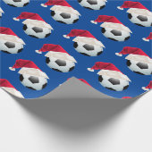 kerstfeestdag met Football Soccer Funny Santa Holi Cadeaupapier (Hoek)